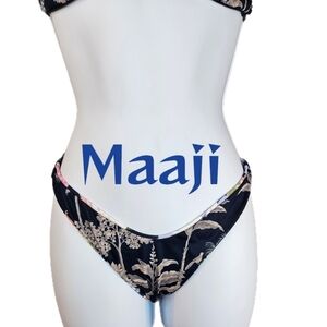 Maaji Womens Swim Suit Bikini Bottom Sz M Reversible Floral & Trees
